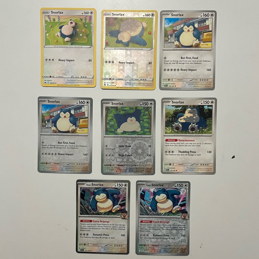 Pokemon Snorlax Card Collection - Blue, Yellow, Gray